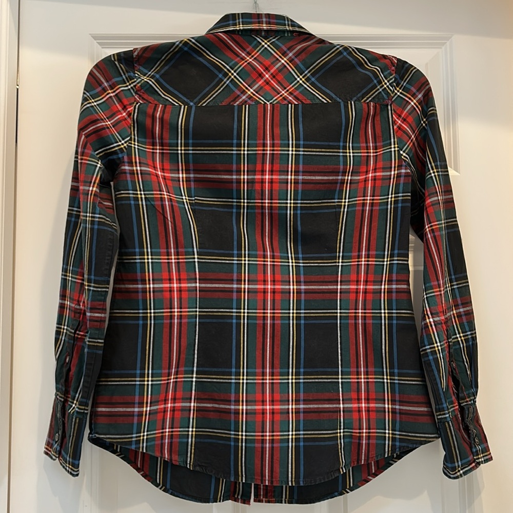J. CREW Women’s Stewart Plaid Perfect Shirt - Red and Black size 4 - Picture 2 of 7